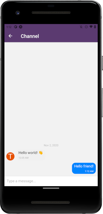 Screenshot: Channel chat screen another user