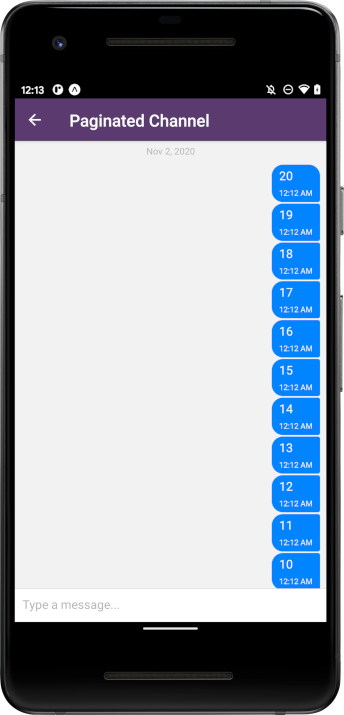 Screenshot: Channel chat screen no pagination