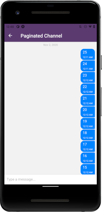Screenshot: Channel chat screen paginated loaded more