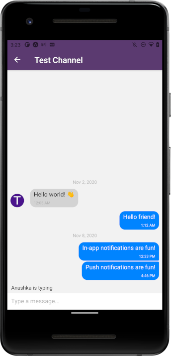 Screenshot: Detailed typing indicator
