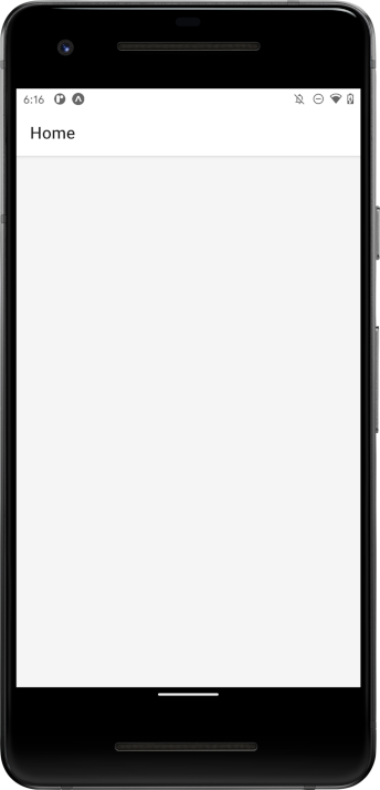 Screenshot: Home screen empty