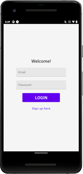 Screenshot: Login screen