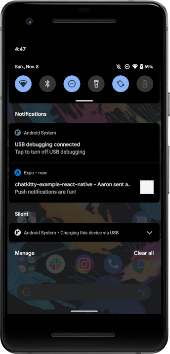 Screenshot: Push notification