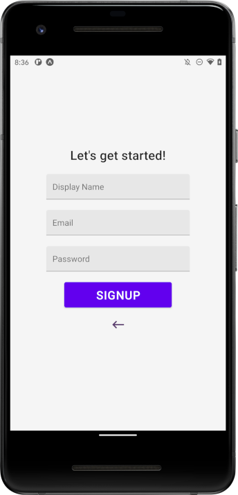Screenshot: Signup screen