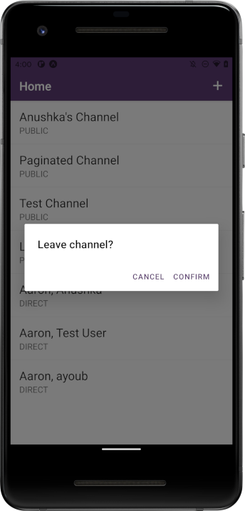 Screenshot: Leave channel