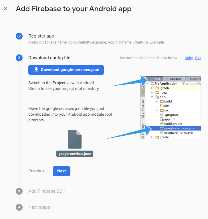 Screenshot: Screenshot: Firebase create android app download